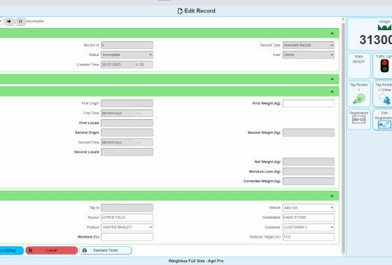 Screenshot of Weighbus Agri Pro Software